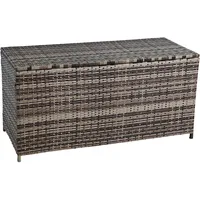 Estexo Polyrattan Auflagenbox Kissenbox Gartenbox 114 cm Aufbewahrungsbox Beige-Braun