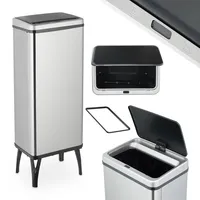 Relaxdays Mülleimer Sensor, 60 l, elektrischer Deckel, Müllbeutelhalter, Küchenmülleimer,