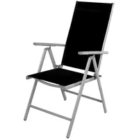 Mojawo 4 Stück Garten Klappstuhl Aluminium - Textilen Silbergrau/Schwarz