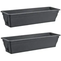 Buri 2x Blumenkasten 80cm Balkonkasten mit Wasserspeicher anthrazit, 18