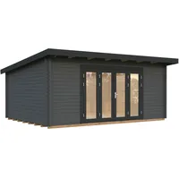 Palmako Gartenhaus Lea 19,4 m2 - 44 mm dunkelgrau/anthrazit