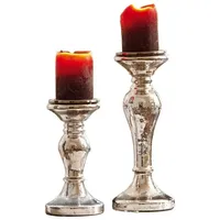 Loberon Kerzenständer 2er Set Pauline, Zwei Größen, mundgeblasen, mit
