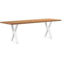 VidaXL Esstisch mit Baumkanten Hellbraun 240x80x74 cm Massivholz Eiche