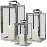 Mojawo 3er Set Edelstahl-Laternen 30/40/53cm-DMC8113E