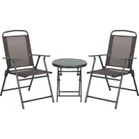 Outsunny Bistro-Set 3-teilig aus Metall Wetterfest Gartenmöbel Set mit