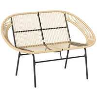 Outsunny 2-Sitzer Gartenbank Polyrattan, wetterfest Sitzbank im Rattanflecht-Design, UV-Beständig