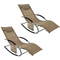 SoBuy Sonnenliege 2-er Set mit Tasche Garten Metall Kunstfasergewebe