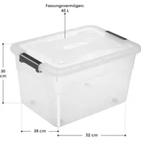 Juskys Aufbewahrungsbox 45 l 4-tlg. transparent