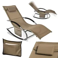 SoBuy Sonnenliege mit Kopfkissen Relaxliege Schaukelliege Strandliege Outdoor Terrasse