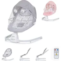 Chipolino Babywippe Oasis Fernbedienung, Timer, Moskitonetz, Gurt, Plüschtiere pink