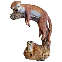 Fachhandel Plus Erdmännchen auf Baumstumpf Scharrtier Skulptur Surikate Statue