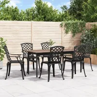 VidaXL Gartenstühle 6 Stk. Aluminiumguss Schwarz