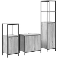 VidaXL Badezimmermöbel-Set 3-tlg. Grau