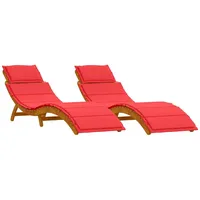 VidaXL Sonnenliegen mit Kissen 2 Stk. Rot Massivholz Akazie