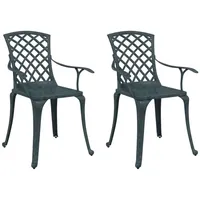 VidaXL Gartenstühle 2 Stk. Grün Aluminiumguss