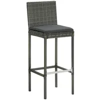 VidaXL Garten-Barhocker mit Kissen 4 Stk. Grau Poly Rattan