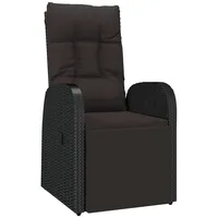 VidaXL Gartensessel Verstellbar mit Kissen Schwarz Poly Rattan