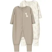 NAME IT 2er-Pack Schlafoveralls mit Klappfuß Giraffen, beige |