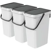 Vidaathome.de Q-SYSTEMA Abfalleimer-Set 3 x 12 Liter – Hellgrau