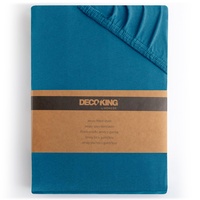 DecoKing Spannbettlaken 200x220 220x240 cm 100% gekämmte Baumwolle Blau