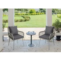 Mendler 2er-Set Gartenstuhl HWC-O12, Outdoor Sitz-/Rückenpolster Aluminium Seilgeflecht Rope