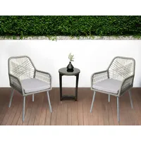 Mendler 2er-Set Gartenstuhl HWC-O12, Outdoor Sitzpolster Aluminium Seilgeflecht Rope