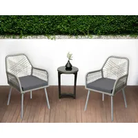 Mendler 2er-Set Gartenstuhl HWC-O12, Outdoor Sitzpolster Aluminium Seilgeflecht Rope