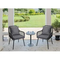 Mendler 2er-Set Gartenstuhl HWC-O12, Outdoor Sitz-/Rückenpolster Aluminium Seilgeflecht Rope