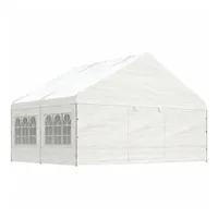 VidaXL Pavillon mit Dach Weiß 4,46x5,88x3,75 m Polyethylen