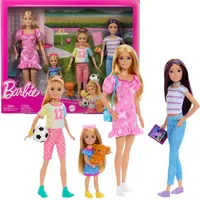 Mattel Barbie Schwestern Puppenset mit 4 Puppen (HWJ01)