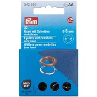 Prym 542530 Ösen mit Scheiben, 8 mm, dunkelbraun/silberfarbig, kompatibel