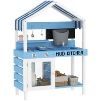Aiyaplay Matschküche Kinder Gartenspielküche aus Holz mit Herd, Spüle,