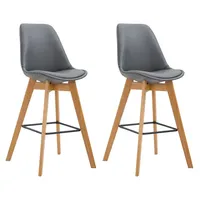 CLP 2er Set Barhocker Metz Kunstleder grau/natura