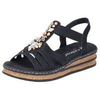 Rieker Sandalette, Plateauabsatz, mit kontrastfarbener Naht, schwarz Gr. 40