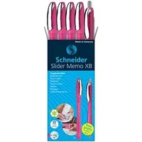 Schneider Kugelschreiber Slider Memo pink, Schreibfarbe: blau, 4 St.