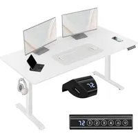 Woltu Höhenverstellbarer Schreibtisch, Computertisch mit USB-Ladeanschluss, Weiß 160x75 cm