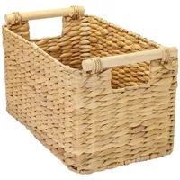 HMF Aufbewahrungskorb Badezimmer, Korb geflochten aus Wasserhyazinthe mit Holzgriffen,