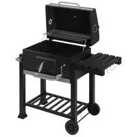 Woltu Holzkohlegrill Kohlewanne höhenverstellbar BBQ Grill Standgrill mit Räder