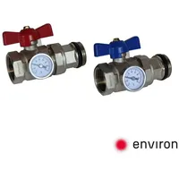 ENVIRON Kugelhahn-Anschluss-Set 1" für Heizkreisverteiler mit Thermometer