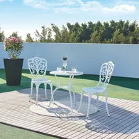 Casa.pro Bistro-Set Lupsam 3-tlg. Aluminiumguss Weiß