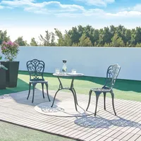 Casa.pro Bistro-Set Lupsam 3-tlg. Aluminiumguss Dunkelgrau mit grüner Patina
