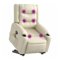 VidaXL Massagesessel mit Aufstehhilfe Creme Kunstleder