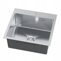 QLS Spülbecken Küche 50x40cm aus Edelstahl mit Hahnloch Ablauf-Set