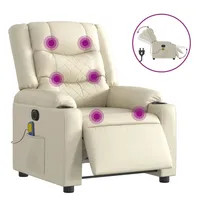 VidaXL Massagesessel Elektrisch Creme Kunstleder