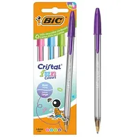 BIC Kugelschreiber Cristal Fun transparent, Schreibfarbe: farbsortiert, 4 St.