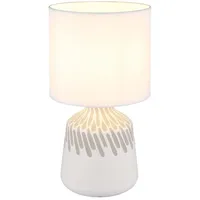 GLOBO Tischlampe Nachttischlampe Tischleuchte weiß Textil Keramik H 31,5