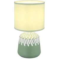 GLOBO Tischlampe Nachttischlampe Tischleuchte blassgrün Textil Keramik H 31,5