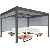 MCW Alu Pergola MCW-L41 mit 3x Seitenwand, Lamellen-Pavillon, stabiles