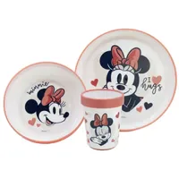Disney Minnie Mouse Kindergeschirr Set 3-teilig – Rutschfestes Ess-Set