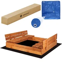 SPRINGOS Sandkasten mit Sitzbänken Imprägniert Holz 150 x 150